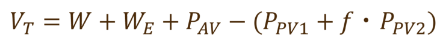 VT= W+W<sub>E</sub>+P<sub>AV</sub>−(P<sub>PV1</sub>+f・P<sub>PV2</sub>)